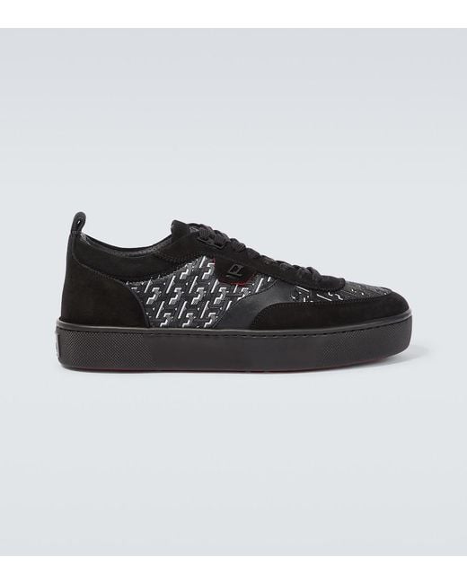Christian Louboutin Black Rantulow Orlato Coated Canvas & Suede Sneaker for men