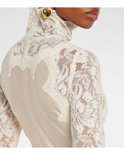 Rabanne White Maxikleid Mit Spitze