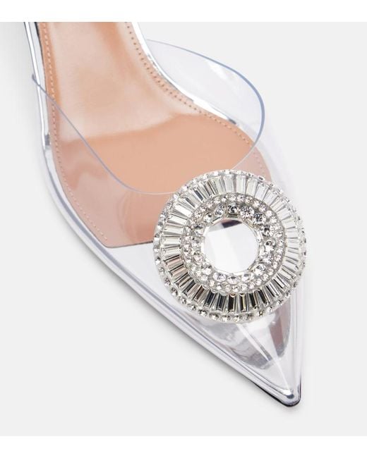 Aquazzura White Crystal Hoop 50 Pvc Slingback Pumps