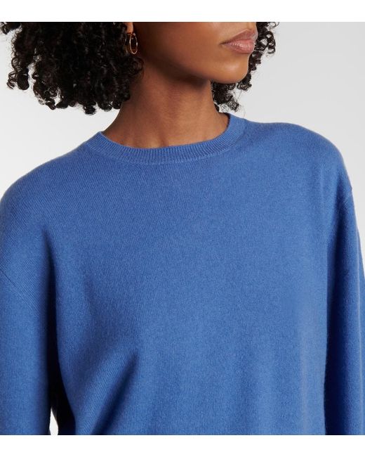 Totême Blue Crew-Neck Cashmere Knit Sweater