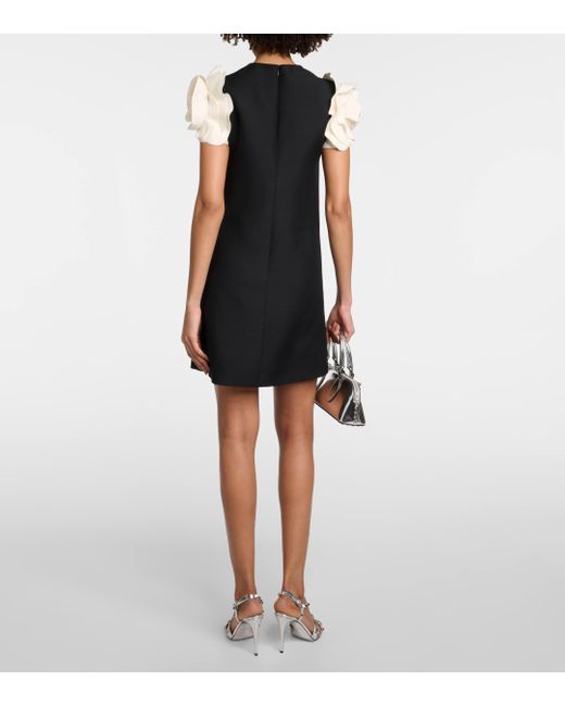 Robe en Crepe Couture a fleurs Valentino en coloris Black