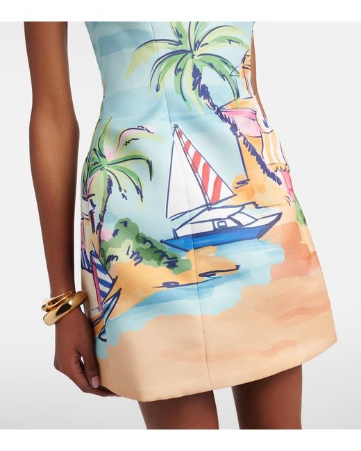 LEO LIN Blue Printed Bustier Dress