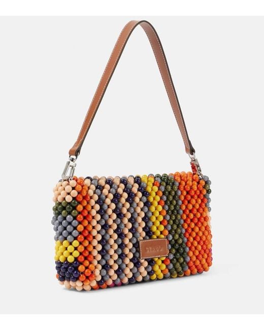 Staud Red Timmy Small Beaded Shoulder Bag