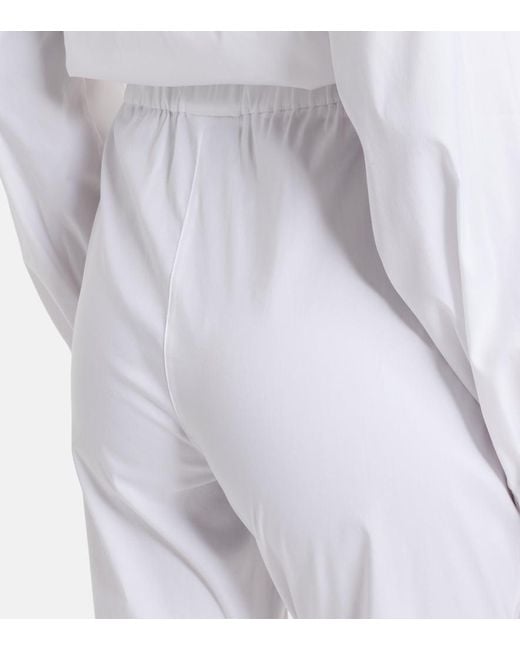 Max Mara White Curve Cotton-Blend Cropped Straight Pants
