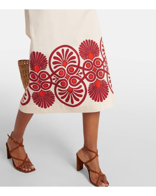 LaDoubleJ Red Baia A-Line Midi Skirt