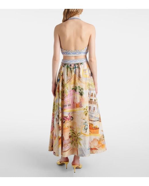 Jupe Longue Imprimee En Coton Farm Rio en coloris Metallic