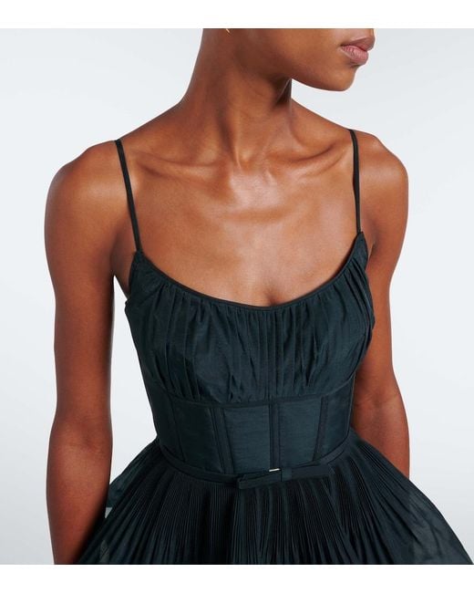 Zimmermann Black Pleated Tiered Bustier Dress