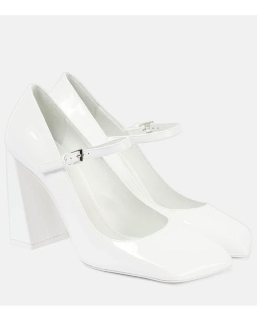 AMINA MUADDI White Mary-Jane-Pumps Charlotte 95 Aus Lackleder