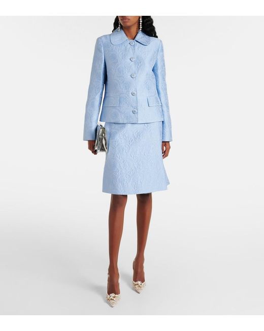 Dolce & Gabbana Blue Cotton And Silk-Blend Jacquard Jacket