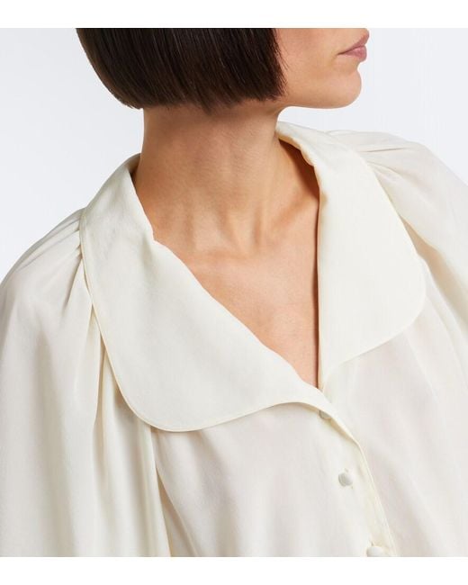 FRAME White Gala Silk Georgette Blouse