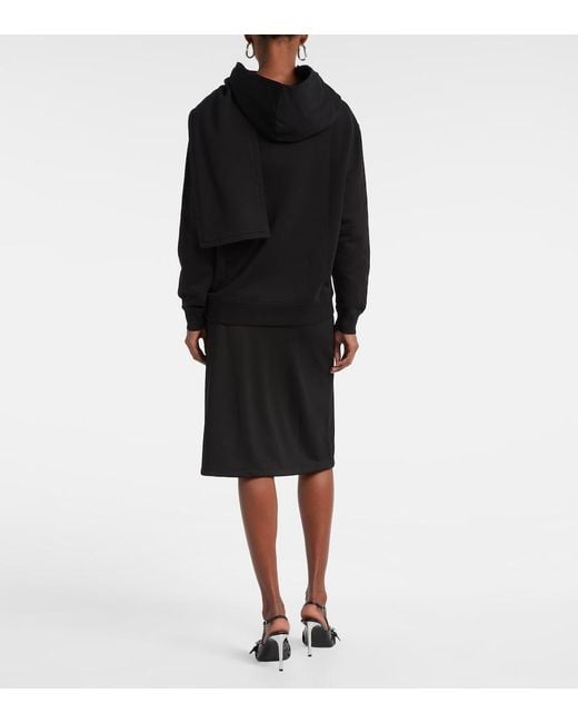 Courreges Black Asymmetric Cotton Jersey Sweatshirt