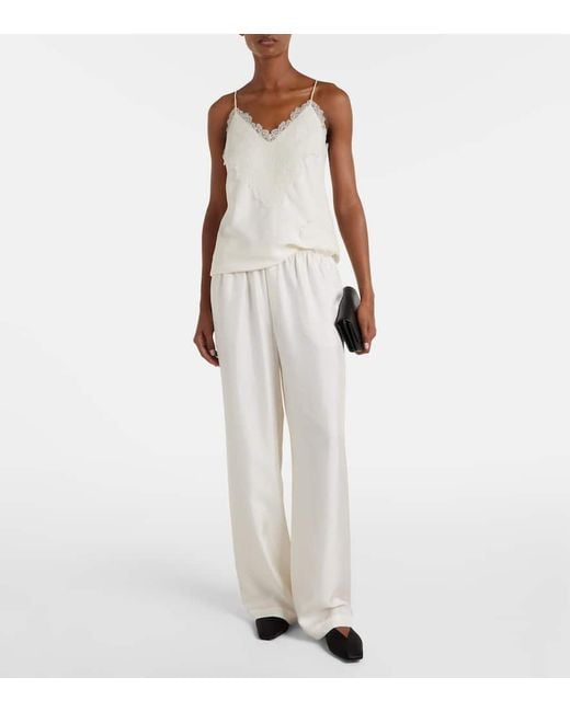 Rohe White Lace-Trimmed Satin Camisole