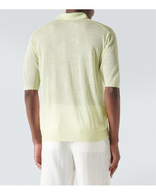 Auralee Green Wool And Silk Polo Sweater for men