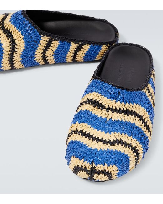 Marni Blue No Vacancy Inn Striped Woven Mules for men