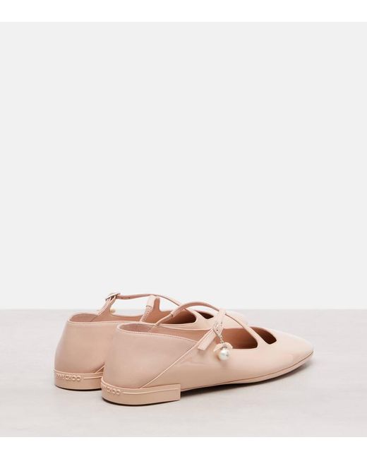 Jimmy Choo Pink Eleri Patent Leather Ballet Flats
