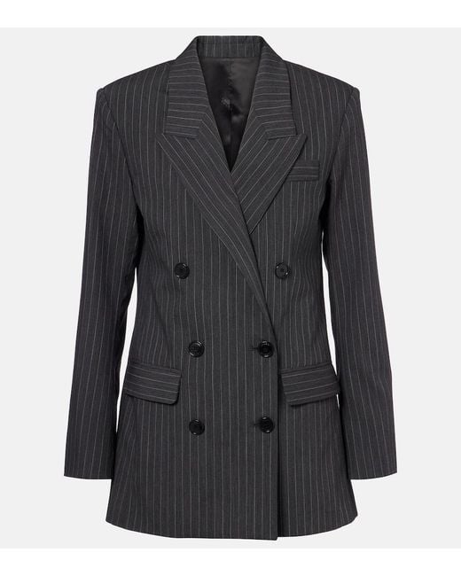 Isabel Marant Black Jevimaga Pinstriped Wool-Blend Blazer