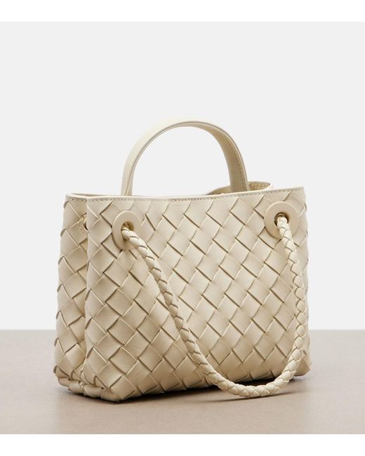 Bottega Veneta Natural Andiamo Mini Leather Top-Handle Bag