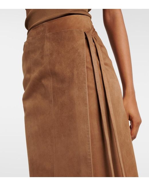 Nour Hammour Brown Leather Wrap Skirt