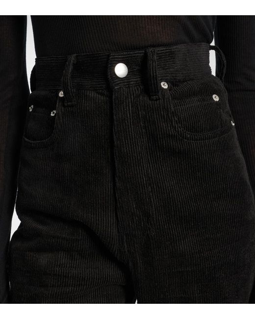 Rick Owens Black Bolan Cotton And Linen Corduroy Flared Pants