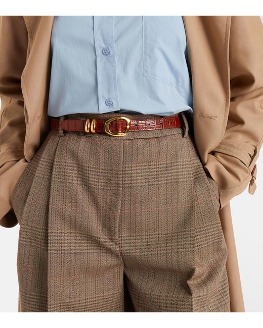 Amanu Brown Tugela Croc-Effect Leather Belt