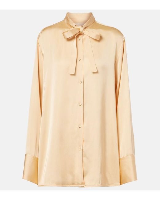 Jil Sander Natural Bow-Detail Satin Blouse