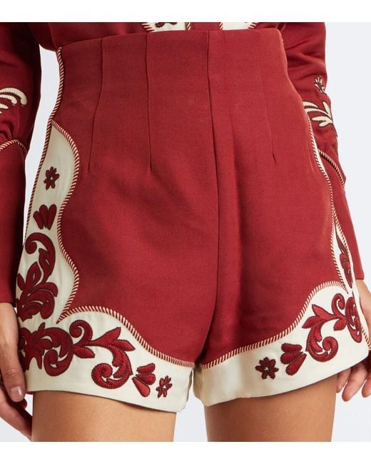 ALÉMAIS Duke Embroidered Wool-Blend Shorts