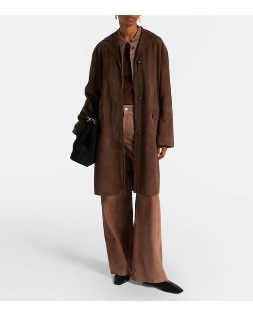 Max Mara Brown Weite Hose Fulmine Aus Veloursleder