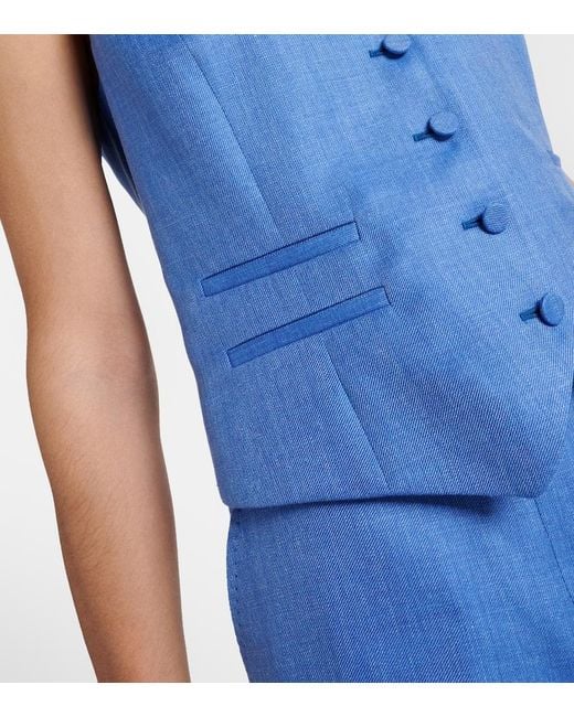 Gabriela Hearst Blue Coleridge Wool, Silk, And Linen Vest