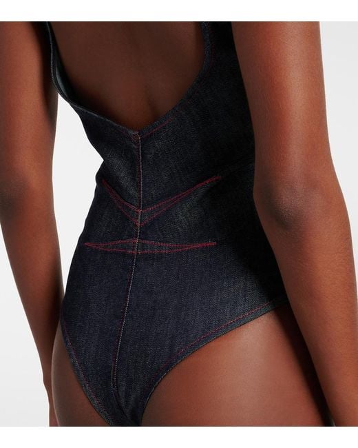 Alaïa Blue Denim Bodysuit