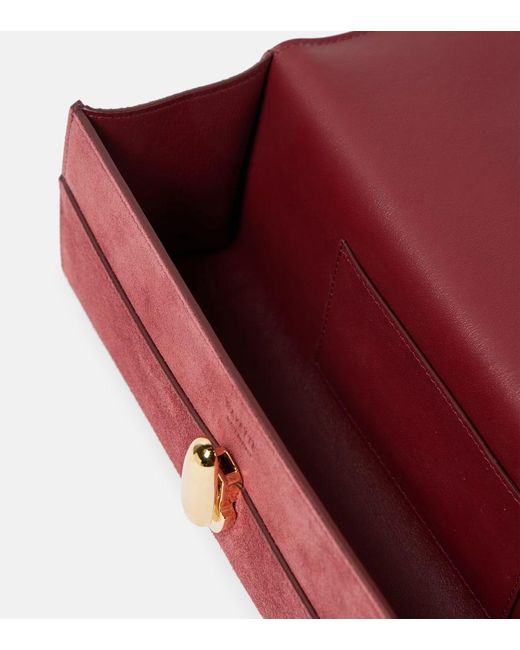 SAVETTE Red Slim Symmetry Small Suede Clutch