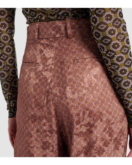 Dries Van Noten Multicolor Belted Printed Wide-Leg Pants