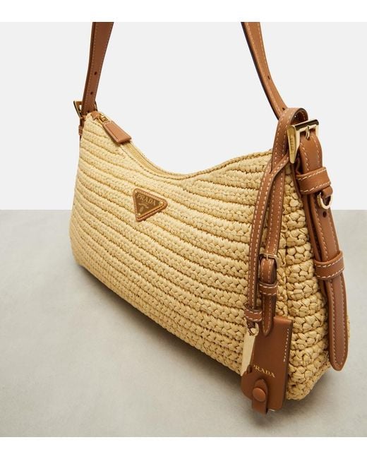 Prada Natural Aimee Large Crochet Shoulder Bag