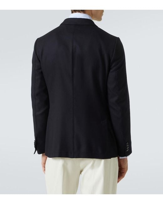 Zegna Blue Single-Breasted Wool Blazer for men
