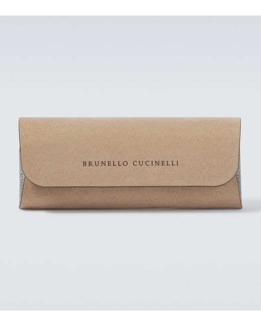 Brunello Cucinelli Metallic Rectangular Glasses for men
