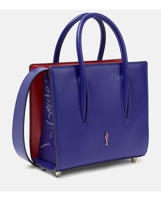 Christian Louboutin Blue Paloma Mini Velour And Leather Tote Bag
