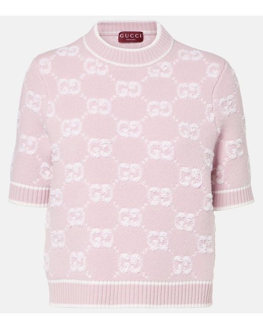 Gucci Pink Top Gg Aus Woll-Boucle