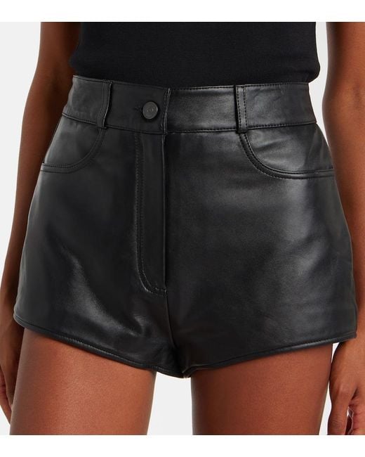 Frankie Shop Black High-Rise Shorts Loen Aus Leder
