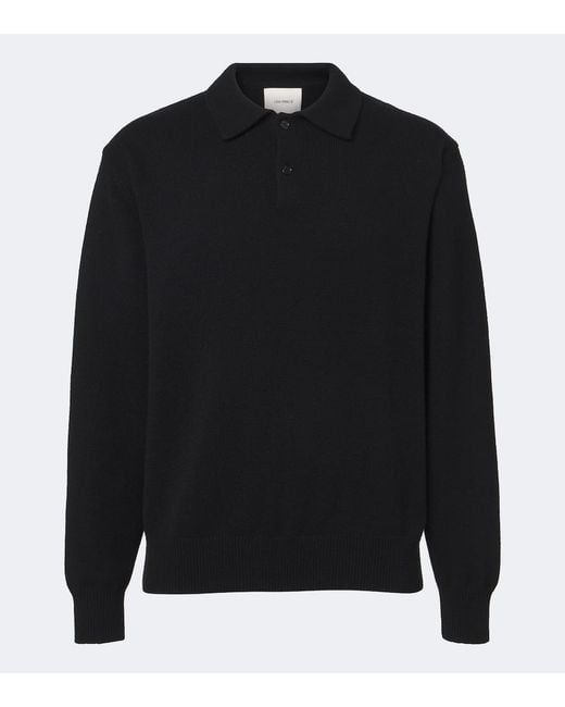 Lisa Yang Black Rufus Cashmere Polo Sweater for men