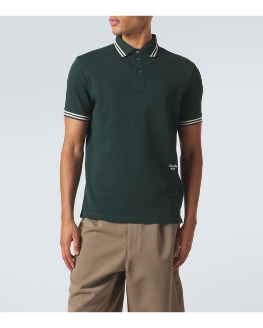Moncler Green Cotton Pique Polo Shirt for men