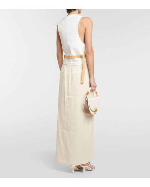 Sir. The Label White Dune Mid-rise Linen-blend Maxi Skirt
