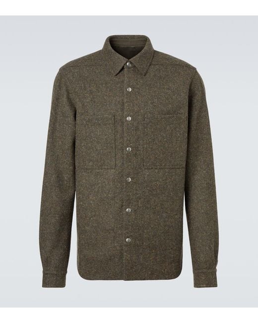 Rick Owens Green Wool Overshirt for men