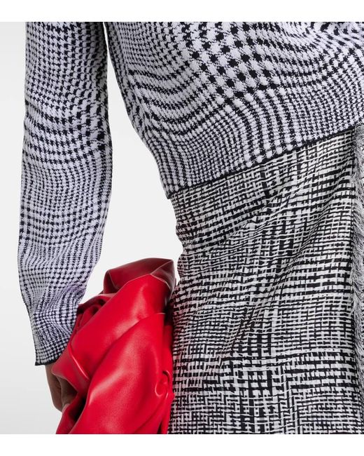 Burberry White Houndstooth Wool-Blend Turtleneck Sweater