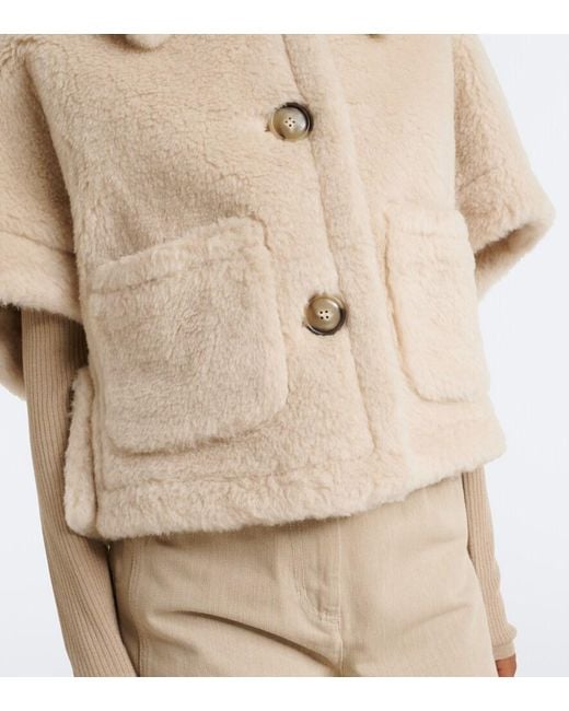 Max Mara Natural Alpaca, Wool, And Silk Teddy Cape