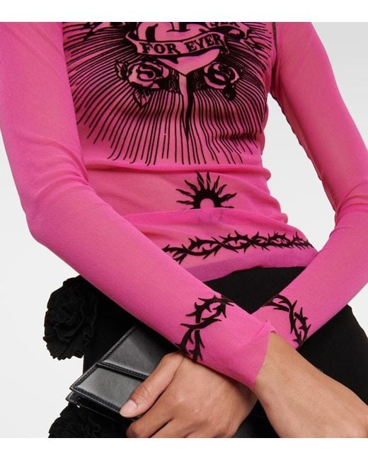 Top Tattoo Collection in tulle di Jean Paul Gaultier in Pink