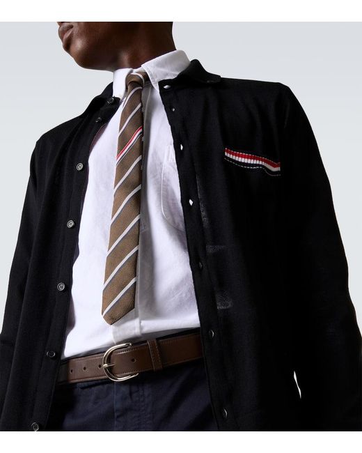 Cardigan Rwb Stripe De Lana Virgen Thom Browne de hombre de color Black