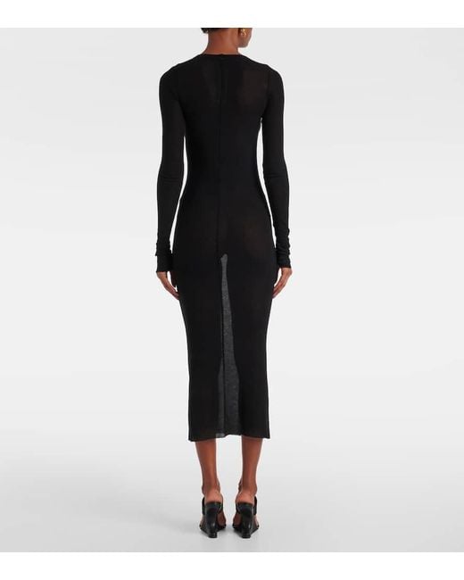 Rick Owens Black Knitted Midi Dress