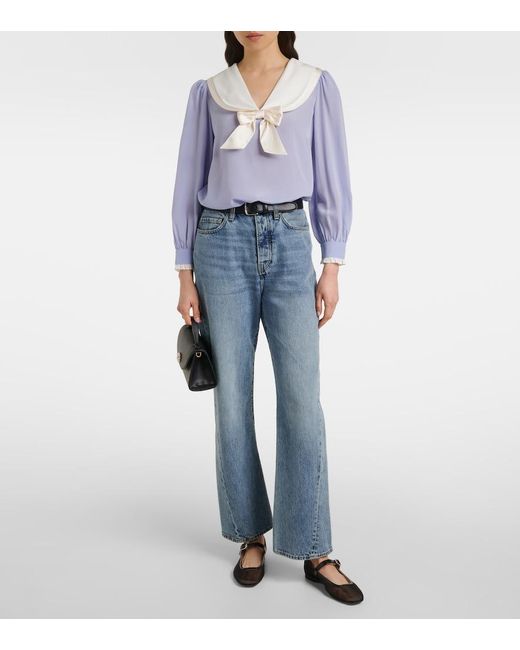 Rixo Blue Eimer Silk Top