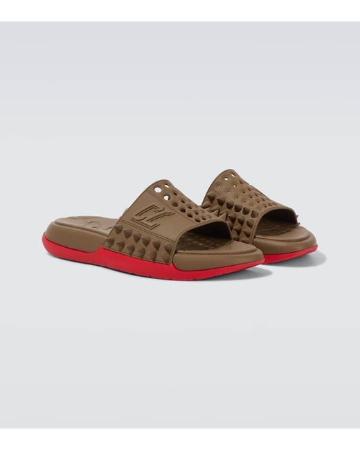 Christian Louboutin Red Take It Easy Spiked Slides for men