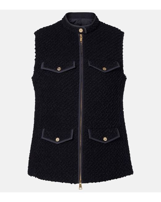 Moncler Blue Virgin Wool Boucle Vest