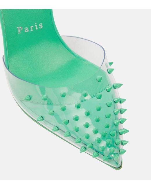 Christian Louboutin Green Spikoo 100 Pvc And Leather Pumps